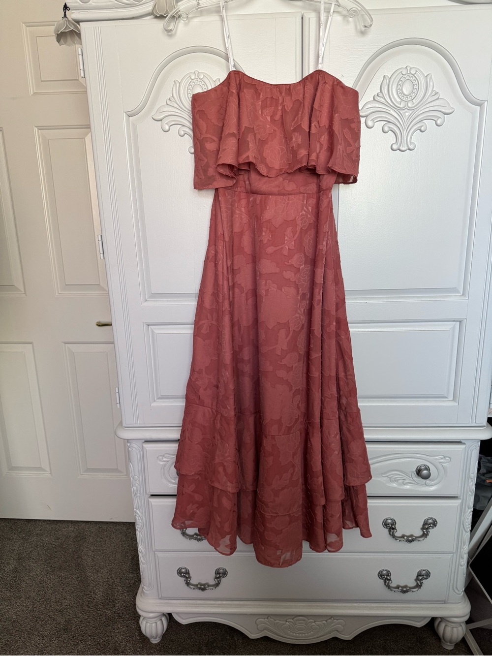 Lulu's Dusty Rose Ruffle Tiered Maxi Dress
